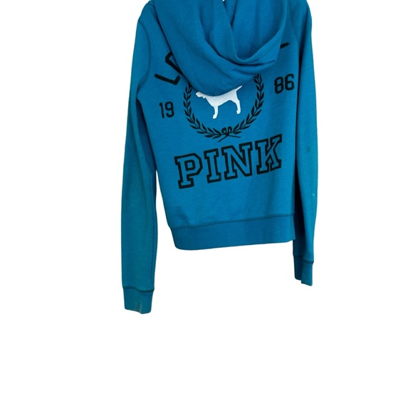 VS pink hoodie w/ zipper teal blue black letters - Picture 2 of 2